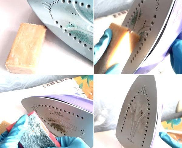 Nettoyer la semelle du fer avec du savon à lessive