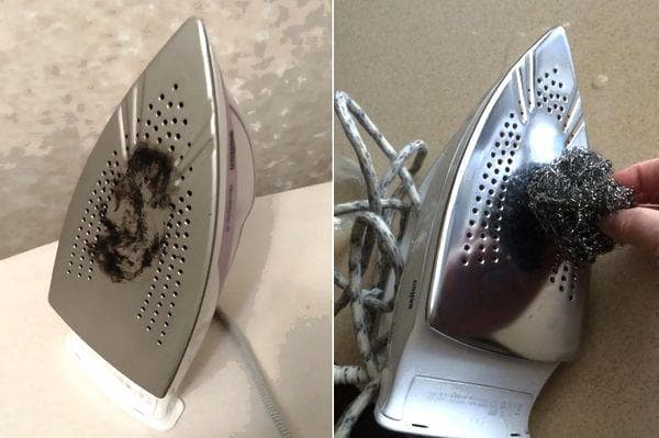 Nettoyer la semelle du fer avec une brosse métallique