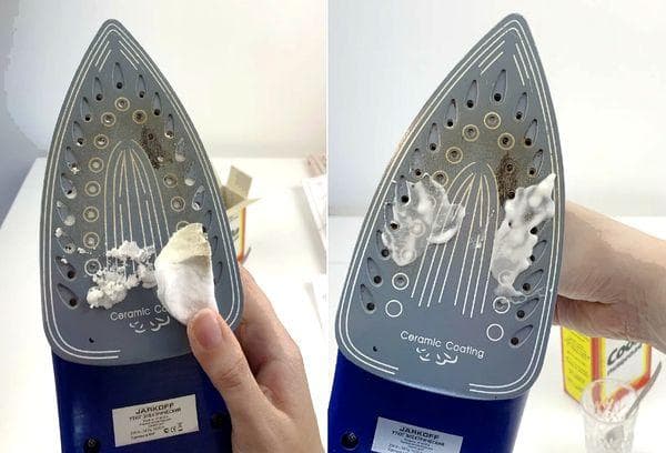 Nettoyer la semelle du fer avec de la soude