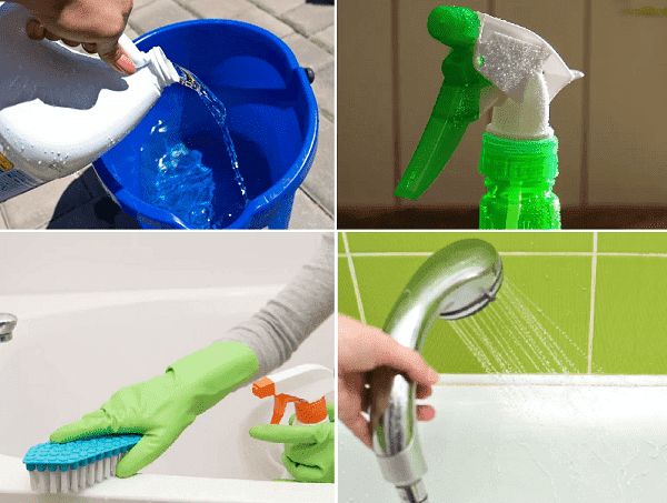 Nettoyer la baignoire avec du blanc