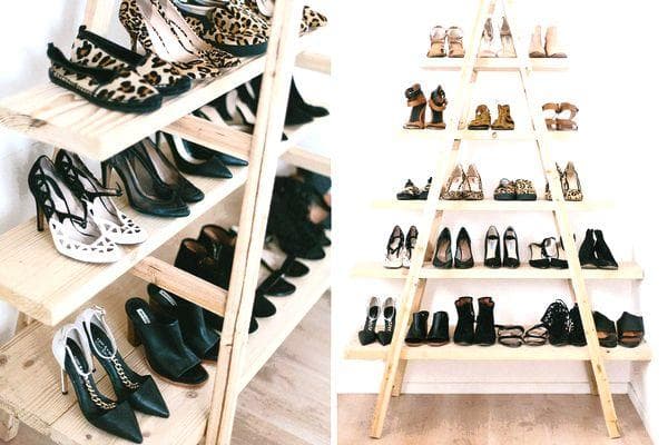 Échelle ou treillis décoratif pour ranger les chaussures