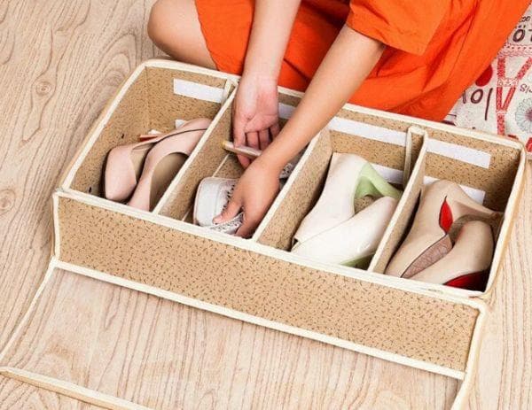 Rangement dans des boîtes à chaussures