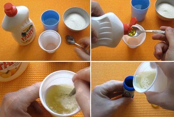 Bulles utilisant du liquide vaisselle