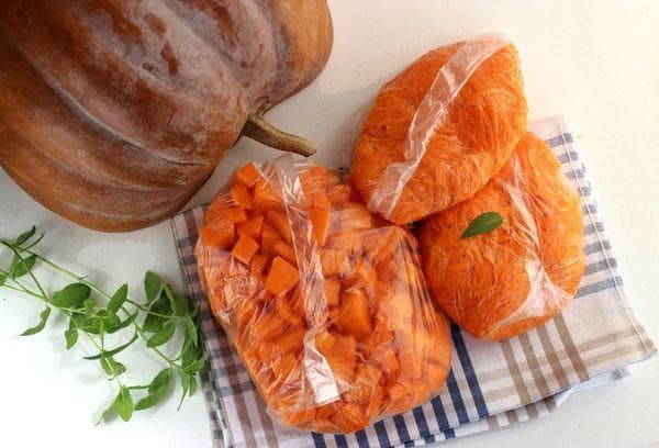 Citrouille préparée pour la congélation