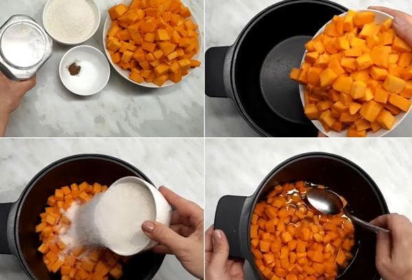 Préparation du potiron confit 1