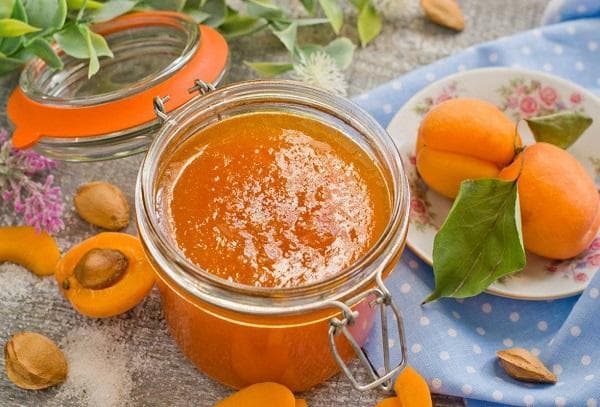 Pot de confiture d'abricots