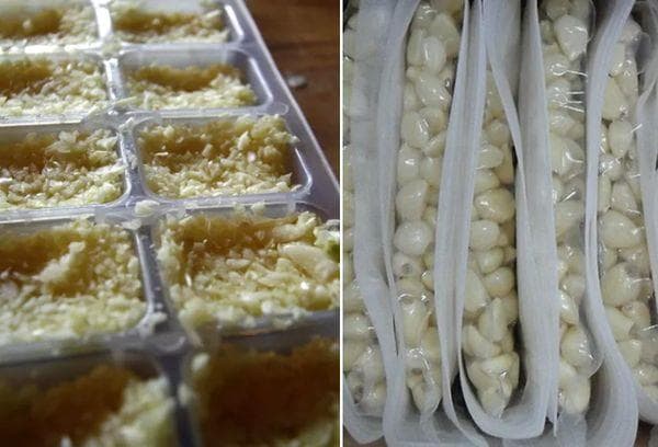 Conserver l'ail dans les gousses et haché