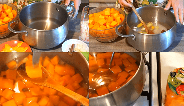 Cuisson du potiron en marinade