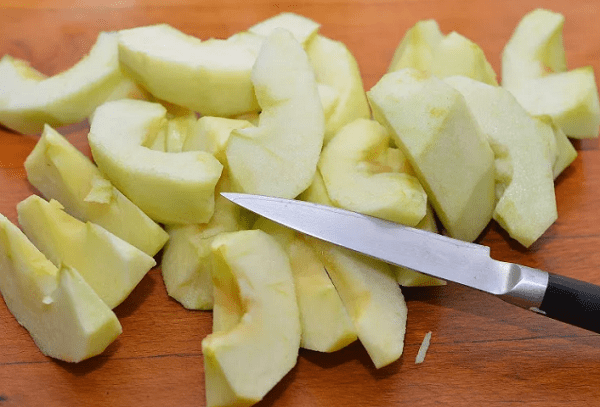 Pommes coupées en tranches