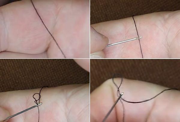 Le fil s’insérera tout seul dans le chas de l’aiguille.
