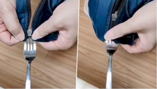 Réparer une fermeture éclair avec une fourchette