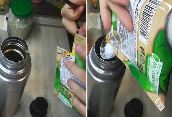 Nettoyer un thermos des dépôts de thé avec de l'acide citrique