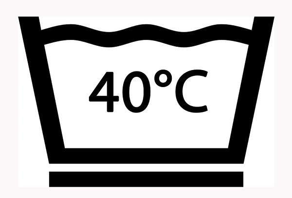 Icône de lavage à 40 degrés sur l'étiquette