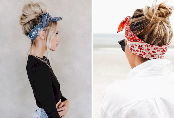 Bandana avec un chignon sur la tête