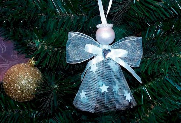 Ange de Noël en tulle et perles