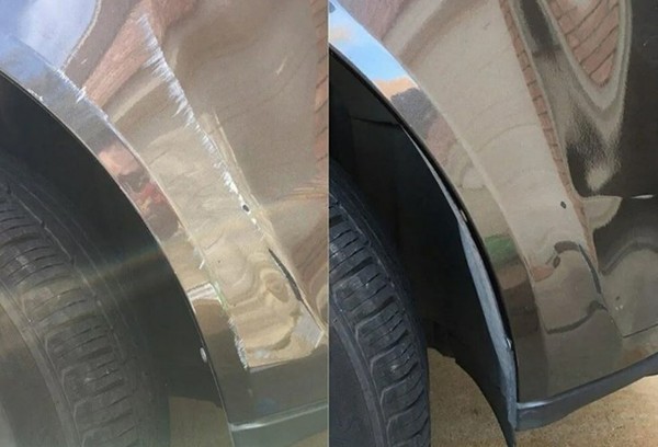 Voiture avant et après avoir enlevé les rayures