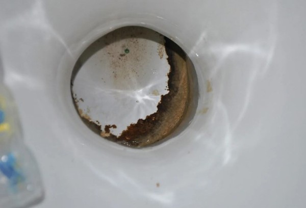 Pierre dans les toilettes